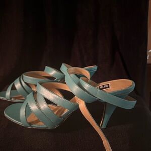 Together Teal Chic Strappy Ankle Fastening Heels